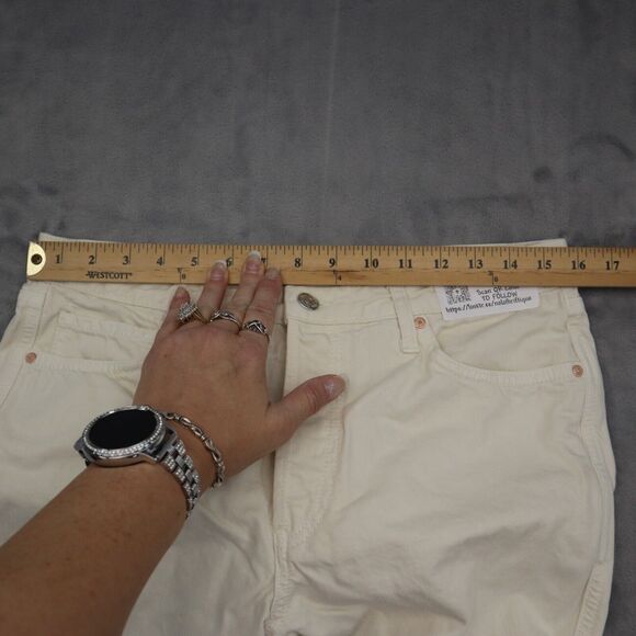 We The Free Pants Womens 28 Ivory Denim Straight Leg Mid Rise Casual Jeans - Picture 5 of 14